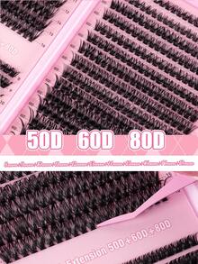 640pcs Eyelash Extension Kit, DIY Eyelash Extension Set (8-16mm), Individual Cluster Lashes D Curl Eyelash Extension Kit With Glue, Sealer And Lash Applicator, Eyelash Set, Eyelash Clusters, Eyelash Glue, Artificial Black Eyeliner Suitable For Daily Use, Party, Travel Or Gift For Family And Friends - 黑色 - 查看 8