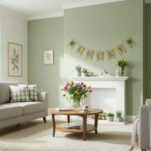 Irish Burlap Shamrock Garland Banner Creative Spring Hanging Decoration For Home Store Wall Fireplace Mantle - Green - View 3