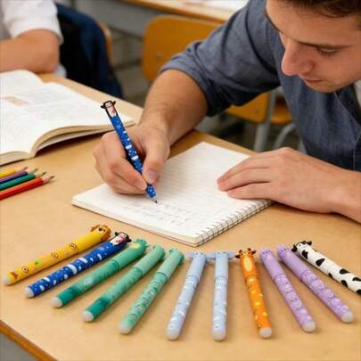 4/8支装动物图案混合凝胶笔，多种颜色，适用于书写、绘画、记日记，可擦除，荧光笔，马克笔（随机组合）