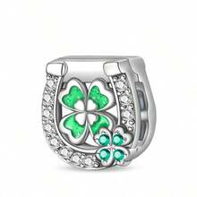 1 Silver-Plated Bead Pendant, Perfect For Crafting Various Charms: Lucky Four-Leaf Clover Pendant, Creative Animal - Lucky Four-Leaf Clover Pendant, Springtime - Fresh Four-Leaf Clover Zirconia Pendant, Lucky Four-Leaf Clover Bead - Multicolor - View 16