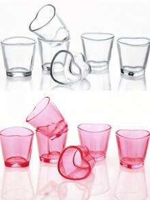 1pc/6pcs/Set Heart Shaped Shot Coffee Glasses Set,Plastic Clear Cute Mini Shot Glasses Tequila Heart Cup For Tequila Vodka Party Valentine's Day Christmas Back To School - Multicolor - View 10