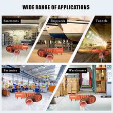 Ventilador de escape de 12 pulgadas con conducto de 16.4 pies, ventilador de ventilación industrial de 3500 CFM, extracción de ruido de alta velocidad para talleres de ventilación, espacio - Naranja - Ver 8