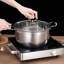 Set Of 3 Stainless Steel Non-Sticks Pans Pots Cookware, 16cm, 18cm, 20cm, With Lids - Silver - View 8