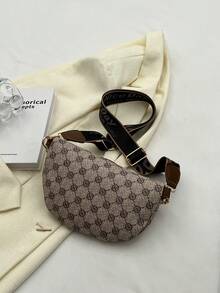 复古时尚高端宽肩带花卉胸包 - 灰色 - 查看 5