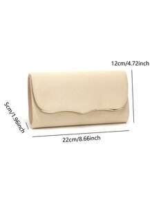 杏色信封设计派对/婚礼手拿包，女士链条单肩手提包，天鹅绒时尚钱包 - 杏色 - 查看 2