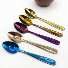 5件套彩色不锈钢多功能勺，可用于搅拌咖啡、茶、甜点、米饭等，适合家庭聚会、晚餐和日常使用。 - 彩色 - 查看 5