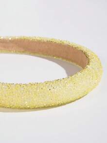 1 pieza Diadema con decoración de gemas estrelladas y perlas falsas, accesorio para el cabello de colores brillantes con decoración de cristal amarillo, nueva colección de primavera - FG640 Amarillo claro - Ver 2