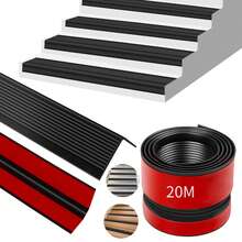Protector de bordes para escaleras de 20 m / 65,6 pies en negro/gris/café. Tiras protectoras para bordes de escalones en forma de L. Bordes antideslizantes de PVC para escaleras. Escaleras autoadhesivas para uso en exteriores e interiores. Protector de bordes para escaleras de 65,6 pies. Protector de bordes antideslizante autoadhesivo de PVC para escaleras. Protector impermeable para escaleras interiores y exteriores. - Estructura 3D en forma de L, corte DIY - Adecuado para escaleras residenciales, escaleras de villas, peldaños de balcones, rampas de garajes, habitaciones de personas mayores, habitaciones de niños pequeños, guarderías, escuelas, oficinas - Negro - Ver 11