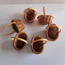 5pcs Add A Touch Of Rustic Charm To Your Special Events And Home Spaces With These Adorable Mini Woven Baskets. Handcrafted From Natural Rattan, Each Basket Features A Sturdy, Curved Handle And A Delicate, Open-Weave Design That Brings Warmth And Texture To Any Setting. - A - View 10