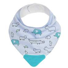 Bandana Babador Com Mordedor Algodão Animais 15284 - Buba - Azul bebê - Visão 2
