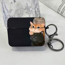 Cat-Themed Anti-Drop Protective Case Compatible With Apple Bluetooth Earphones, Suitable Compatible With Apple Bluetooth Wave Earphone Case, Scratch-Resistant And Anti-Fall - Black - View 6