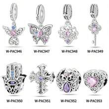 1 Piece Silver Plated Romantic Classical Series-Guardian Angel Romantic Classical Butterfly Guardian Flower Key Patron Saint Cross Moonlight Love Bead Pendant Suitable For Original Snake Bracelet Necklace Bracelet Beading DIY Jewelry Making Luxury Girlfriend Gift - Multicolor - View 1