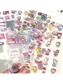 10张随机可爱猫咪图案贴纸，高品质卡通日式手账贴纸，适用于剪贴簿和覆膜工艺 - 彩色 - 查看 4