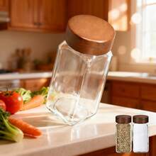 SAEIV Set Of Square Spice Jars (With Lids): 2/12/24/35 Spice Jars (With Spice Labels): The Perfect Organizer For Kitchen Spices: 120 Ml Jars: Including Funnel, Labels, Cleaning Brush And Sieve - Two Square Bottles Of Acacia Wood - View 2