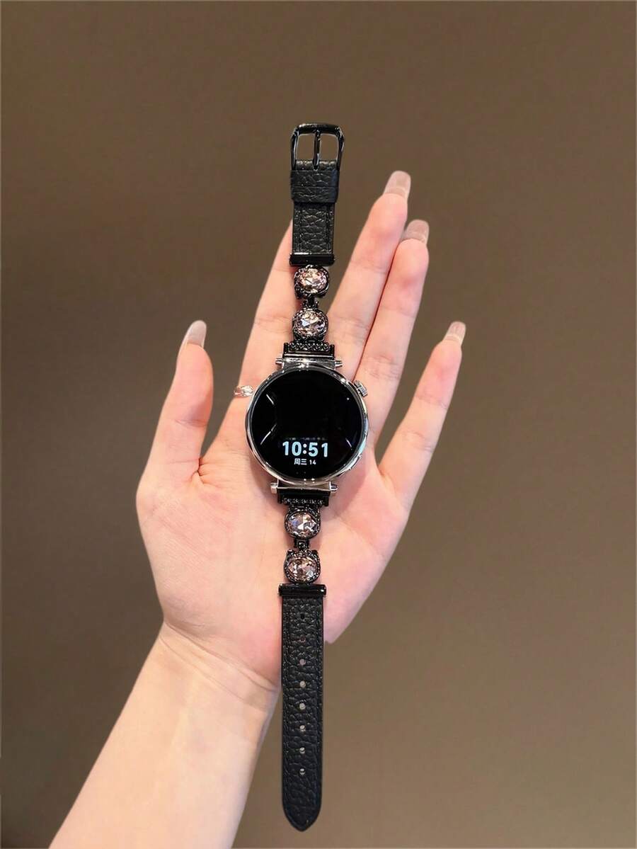 Correa de reloj de piel genuina con patrón de gato lindo, ajustable de 18 mm/20 mm/22 mm de longitud, compatible con Samsung Galaxy y otras marcas de relojes, duradera y suave y transpirable
