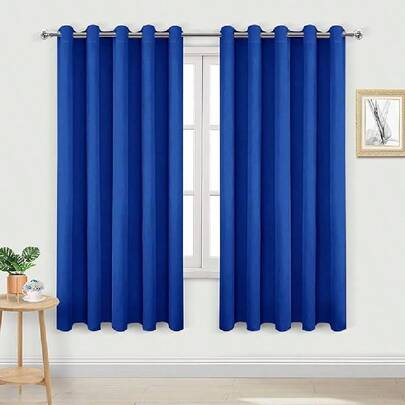  2pcs DWCN Blackout Beige Curtains - Eyelet Thermal For Bedroom & Living Room