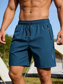 Boyfriend Style Polyester Mesh Summer Sports Short For Men, Outdoor Running Fitness Shorts - Royal Blue - View 3