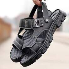 Sandalias de verano para hombre: zapatos de playa impermeables, antideslizantes, con suela blanda y duradera, con suela gruesa Sandalias de suela gruesa de primera calidad - Negro - Ver 5