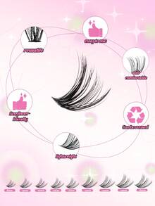 SEXYSHEEP 192 قطعة مجموعة رموش مستعارة بتصميم D-Curl Flare، طقم أدوات DIY للرموش، رموش عنقودية 120D، تشمل غراء الرموش، مزيل المكياج، مبرشم الرموش، مجموعة الرموش العنقودية، رموش مستعارة، مناسبة للسفر والاستخدام اليومي (للمبتدئين)، الزفاف، المواعدة، الحفلات، العطلات، وأيضًا مجموعة رموش مستعارة رائعة كهدية عيد الميلاد - الأسود - مشاهدة 4