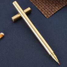 1pc Retro Brass Ballpoint Pen, High-End Business Office And Study Supplies Back To School - Cylinder - View 4