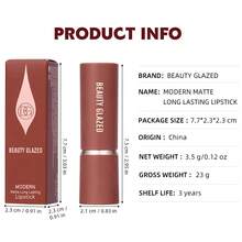 beauty glazed Set de Lápiz Labial Mate, Color Nude, Hidratante, de Larga Duración, Caja de Regalo Cosmético Resistente al Agua - #102 - Ver 7
