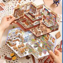 Creative Convenience Store Series Miniature Landscape Sticker PET Cartoon 3D Landscape Sticker Gift DIY Cabin Scene Sticker - Multicolor - View 2