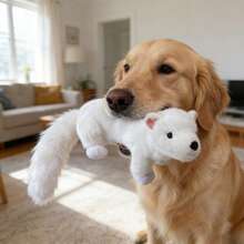 fgofoc 可咀嚼发声互动宠物玩偶，柔软毛绒材质，适用于猫狗训练和陪伴，卡通造型，适合所有犬种，加厚双层材质 - 白色 - 查看 5