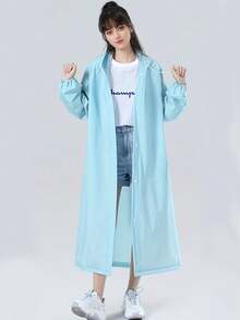加厚可重复使用连帽抽绳轻便防水雨披，成人、学生适用，便携式应急雨衣，适合学校、办公室、家庭、旅行、徒步、女性户外服装、节日必备户外配件 - 彩色 - 查看 15