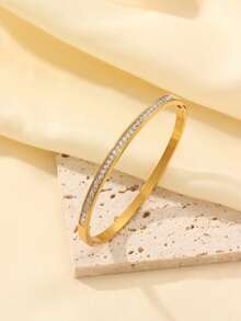 18K Gold Plated Stainless Steel Bracelet Set, Suitable For Women, Stackable Heart & Clover Detail Bracelets With Cubic Zirconia, Anti-Fading & Hypoallergenic Layered Bracelet, Suitable For Daily Wear, Parties, Anniversaries And Valentine's Day Gifts - Gold - View 7