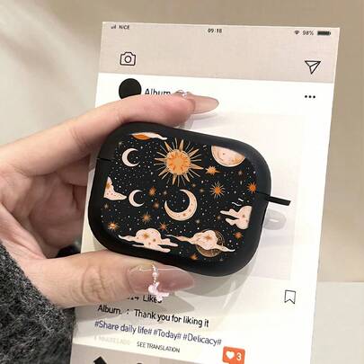 开斋节快乐！星月图案耳机保护套，适用于耳机保护套 1/2、新款无线耳机保护套 3/Pro/Pro2，送给男友/女友的礼物，情人节、开斋节佳节皆宜。