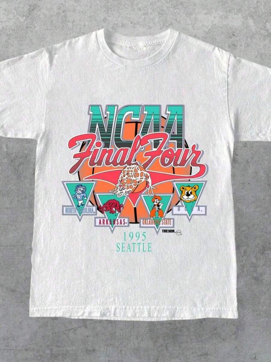 1995 NCAA Final Four Official Game Shirt, Graphic Vintage Sports Tees Summer Shirts For Men, Gift For Her, Gift For Him, Gift For Friend - 白色 - 查看 1