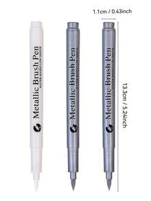 3-12支/套 金属质感永久性马克笔，白色/金色/银色，防水油性颜料马克笔，适用于岩石、马克杯、陶瓷、玻璃等材质，DIY绘画用品 - 彩色 - 查看 31