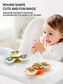 4pcs/Set Cute Insect Shaped Suction Cup Rotating Toys, Sensory Bath Toys, Helps Soothe Emotions And Sleep, Suitable For Bathtub, Sticks To Smooth Surfaces - Multicolor - View 4