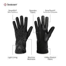 Isotoner Womens Spandex Touchscreen Cold Weather Gloves With Warm Fleece Lining And  Details - BlackTextured-smartdri - View 3