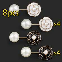 优雅山茶花别针套装 - 防滑衬衫夹，安全女士配饰 - 多色 - 查看 16