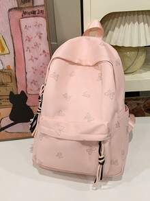 1个情侣蝴蝶印花尼龙多隔层拉链休闲背包，适合校园情侣、年轻情侣日常使用、短途旅行、情人节/周年纪念礼物 - 彩色 - 查看 15