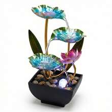 LUMIARTISAN 3-Tier USB Tabletop Fountain | Golden Lotus Leaf With Reflective Lighting | Zen Relaxation Gift - 綠色風格二 [95.65% 的人選擇它] - 查看 10