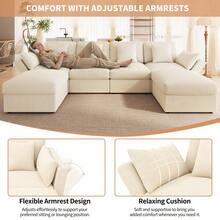 Sofa Bed Set - Beige + Corduroy + 6 Seat - View 4