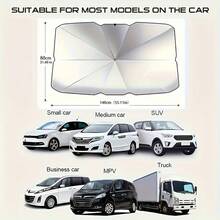 Foldable Car Windshield Sun Visor Umbrella, Heat & Sun Protection Windshield Cover, Titanium Silver, 55 X 31 Inches, Universal Fit For SUV, Truck, Van & Off-Road Vehicles - Car Sunshade - View 7