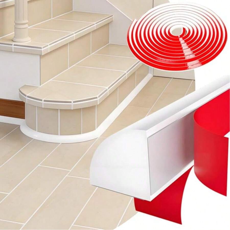 1pc Flexible White Rubber Trim, Flexible Quarter Round Molding Self-Adhesive Bendable Edge Trim, Suitable For Doors Windows Bathroom Kitchen Countertops Floor And More - C - View 1