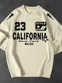 Kit Of 3 Oversized T-Shirts, Street Style, Streetwear, California, Sizes 30, 23, 96, Unisex, 100% Cotton, Loose Fit - Bege-Chocolate-Off - 查看 3
