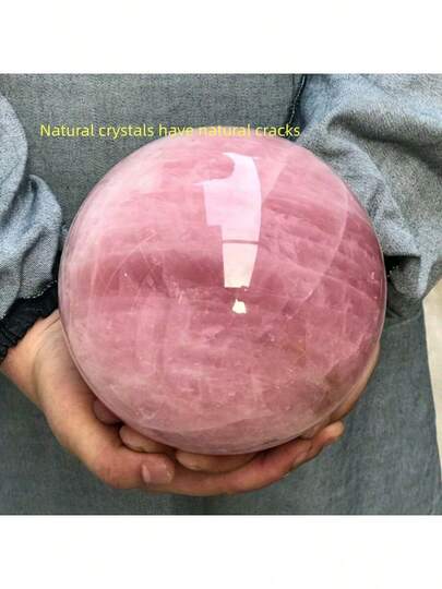 Natural Crack Surface Crystal Ball, Bohemian Rose Quartz Crystal Ball, 0.98-2.95 Inch Diameter - Ideal Home Decor And Gift, Can Enhance Love