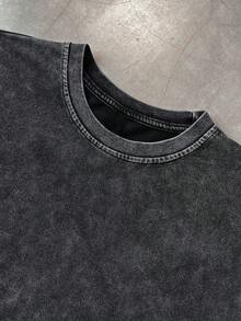 Sleeveless Printed T-Shirt, Y2K Style Street Fashion Men's Washed Vest (220g Pure Cotton), Vintage Pattern Fun Print, Hip-Hop Style, Men's Summer Round Neck Short-Sleeved Casual T-Shirt, Men's Summer Streetwear. - màu đen - Xem 4