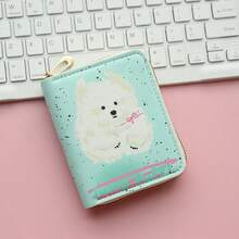 1pc Fashionable Cartoon Puppy Print Zipper Pouch, Compact Coin Purse Card Holder - Multicolor - View 8