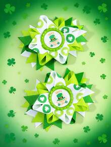 2 chiếc kẹp tóc hình nơ mừng ngày Thánh Patrick cho bé gái, kẹp tóc hình cỏ ba lá màu xanh lá cây, kẹp tóc hình cỏ ba lá bằng ruy băng thanh lịch, phụ kiện tóc dễ thương cho bé gái, quà tặng may mắn cho các bữa tiệc mùa xuân hè. - Nhiều màu - Xem 2