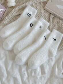 2/3 paires de chaussettes mi-mollet en peluche pour femmes avec motif mignon de nœud et de cœur. Épaisses, douces, moelleuses, chaudes et confortables. Couleurs aléatoires - Multicolore - Voir 8