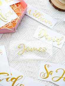 1/3/5/10pcs Personalized Name Stickers, 4-6 Inch Labels, Name Stickers, Custom Gold Stickers, Gold UV Name Stickers, Date Stickers, DIY Gifts, Handmade, Custom UV Stickers, Wedding Stickers, Gift UV Stickers - Multicolor - View 8
