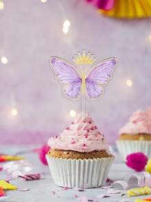 8个粉紫色蝴蝶亚克力纸杯蛋糕装饰插牌，生日派对装饰，粉紫色蝴蝶主题生日纸杯蛋糕装饰插牌，单身派对婚礼派对装饰，粉紫色蝴蝶蛋糕砸脸拍照道具，适用于情人节、婴儿派对、性别揭晓派对、纸杯蛋糕、生日、婚礼等场合，也可用于周年纪念、派对、礼物、蛋糕装饰、情侣约会等。 - 粉紅紫蝴蝶 - 查看 5