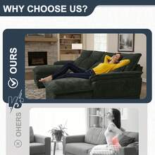 U Shape Cloud Couch Sectional Sofa For Living Room, 110" Modern Chenille Comfy Cloud Sofa, 4 Seat Upholstered Modular Sofa With Memory Foam & Double Chaise - Black - View 7