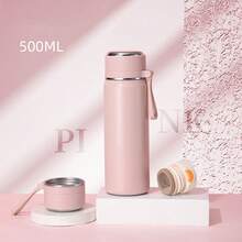 Customized Text Logo 316 Stainless Steel Portable Vacuum Insulated Bottle, Large Capacity Double-Wall Vacuum Water Bottle, 500ml/600ml Options, Keeps Warm/Hot/Cold, Durable, High-Quality Design, Water Bottle With Non-Slip Base And Carrying Strap - Multicolor - View 16